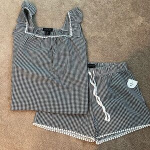 Rachel Zoe Black and White Gingham Pajama Set